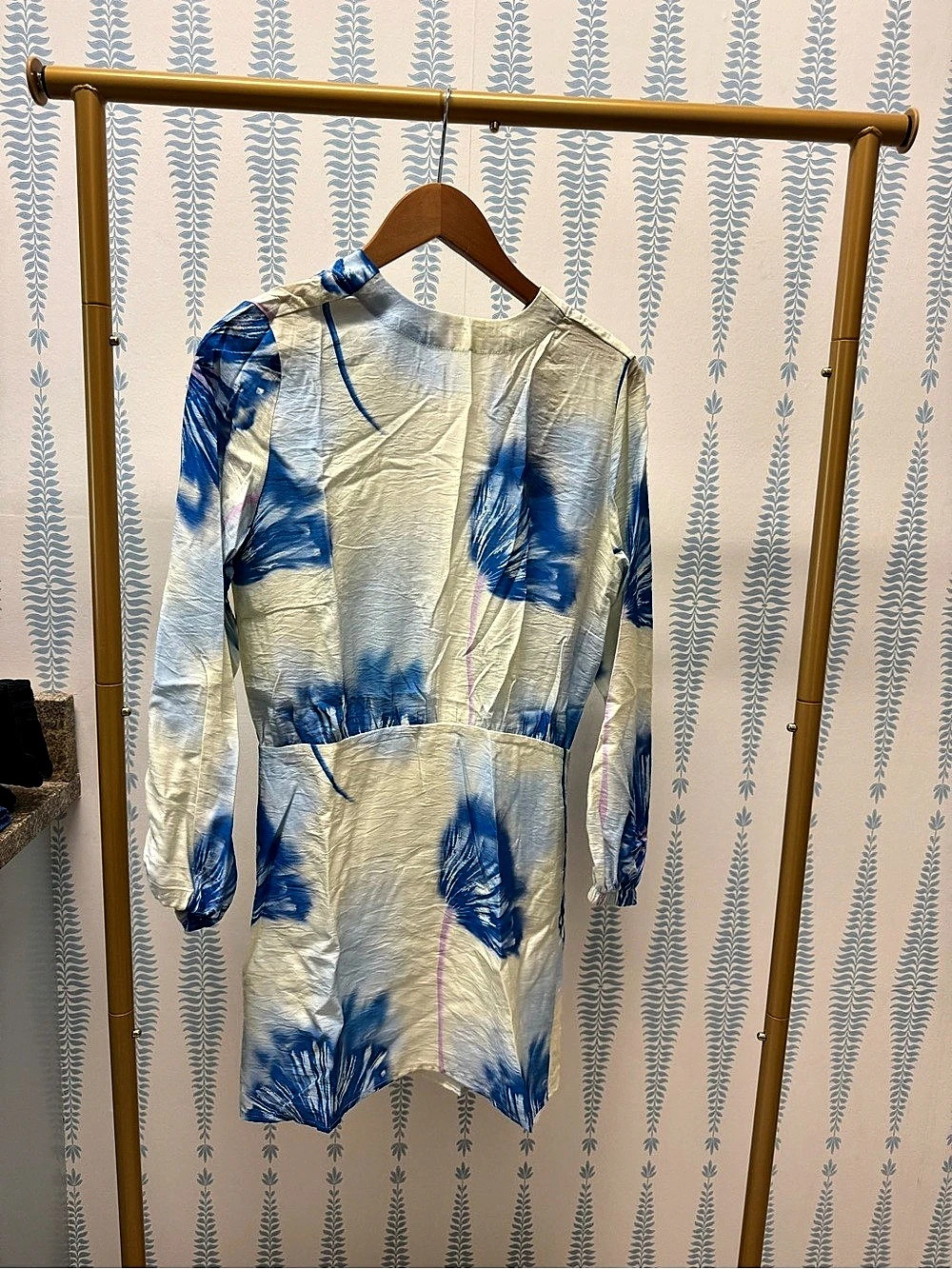 Especia Drop Short Dress Floral Mini Dress in Blue & White Size XS NWT